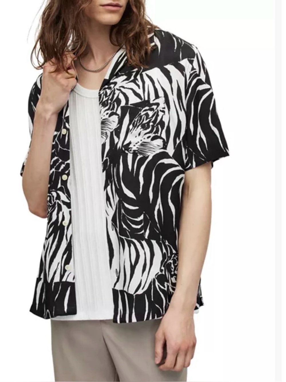 AllSaints Wildcat Tiger Print Camp Shirt - Men’s Size Medium